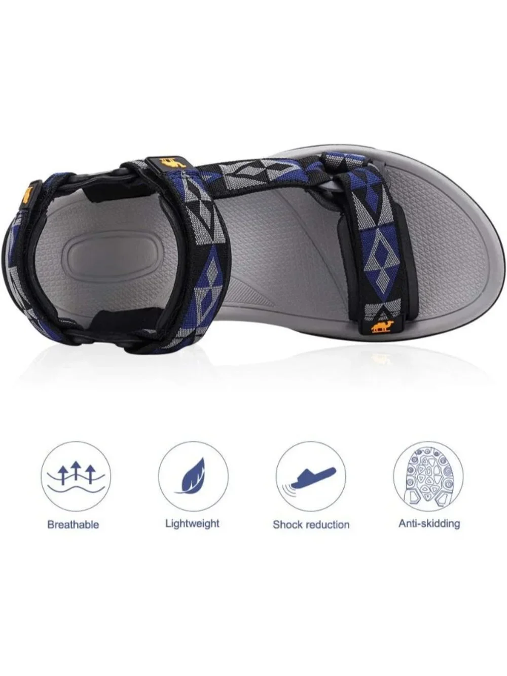 Men's Blue Grey Arch Support Open Toe Beach Comfortable Hiking Sandals Shoes